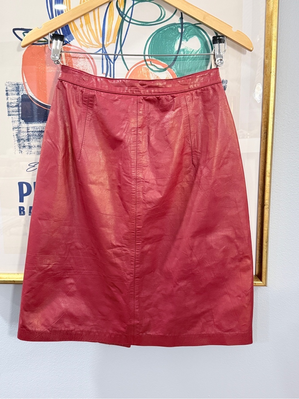 C.J. Todd Red Leather Pencil Skirt Size 6 Saks Fifth Avenue